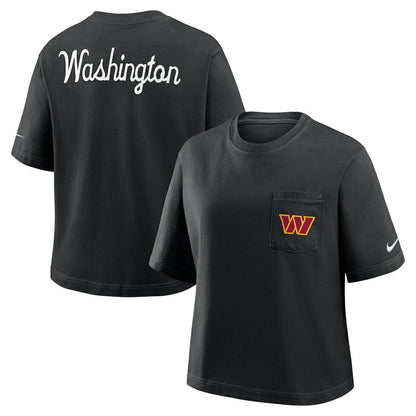 Washington Commanders Women's Rewind Pocket Boxy T-Shirt - Black | Nike discount