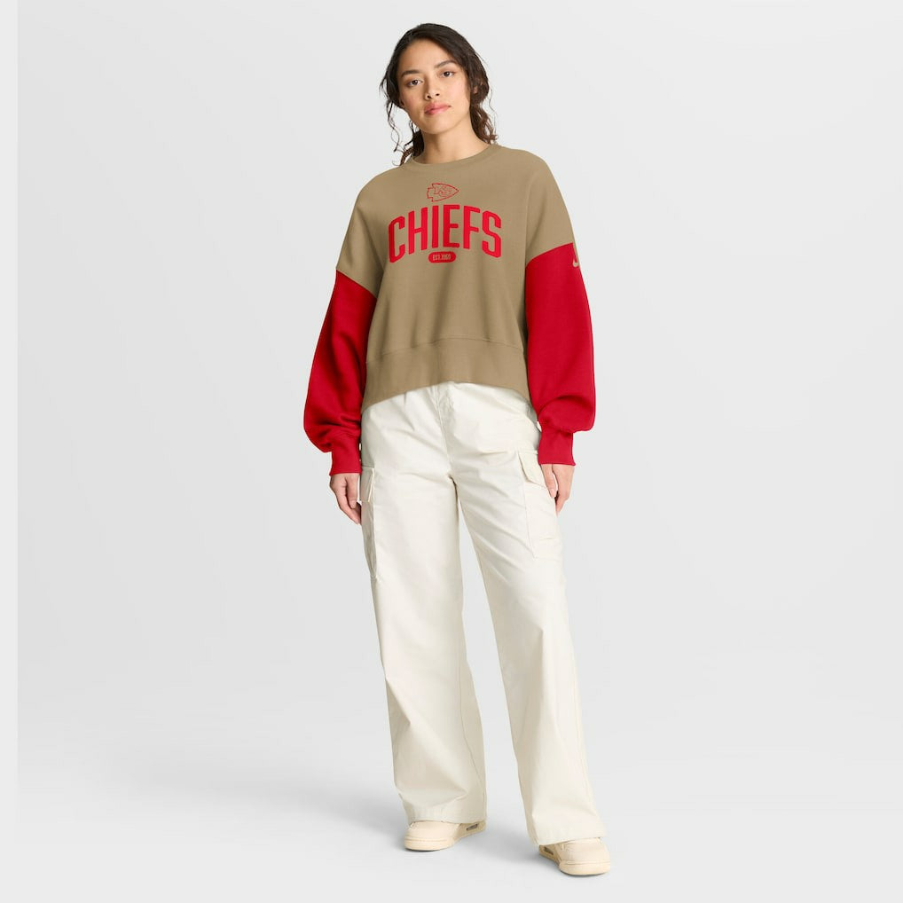 Kansas City Chiefs Women's Oversized Rewind Pullover Sweatshirt - Tan | Nike cheap