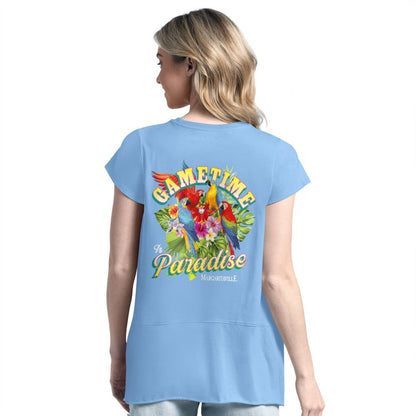 Atlanta Braves Margaritaville Women's Gametime is Paradise T-Shirt - Light Blue