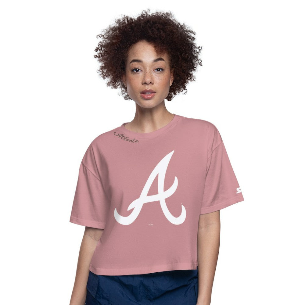 Atlanta Braves Starter Women's Play the Ball Boxy Cropped T-Shirt - Pink