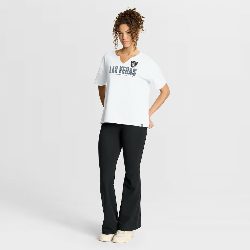 Las Vegas Raiders Women's Redzone Slub Boxy T-Shirt - White discount