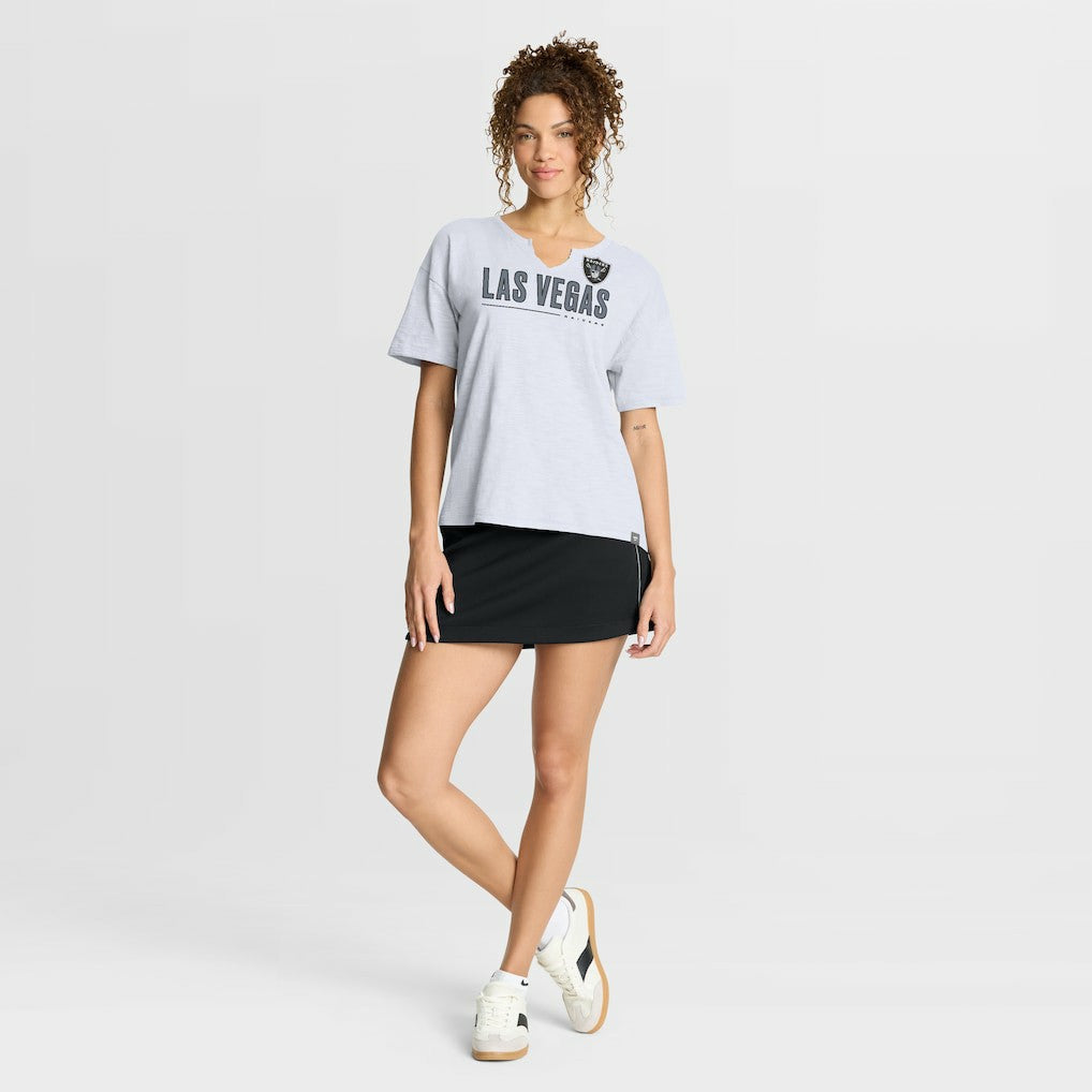 Las Vegas Raiders Women's Redzone Slub Boxy T-Shirt - White discount