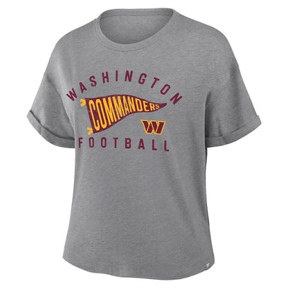 Washington Commanders Women's Pennant Wave Tribute Tri-Blend Boxy T-Shirt - Heather Gray on sale