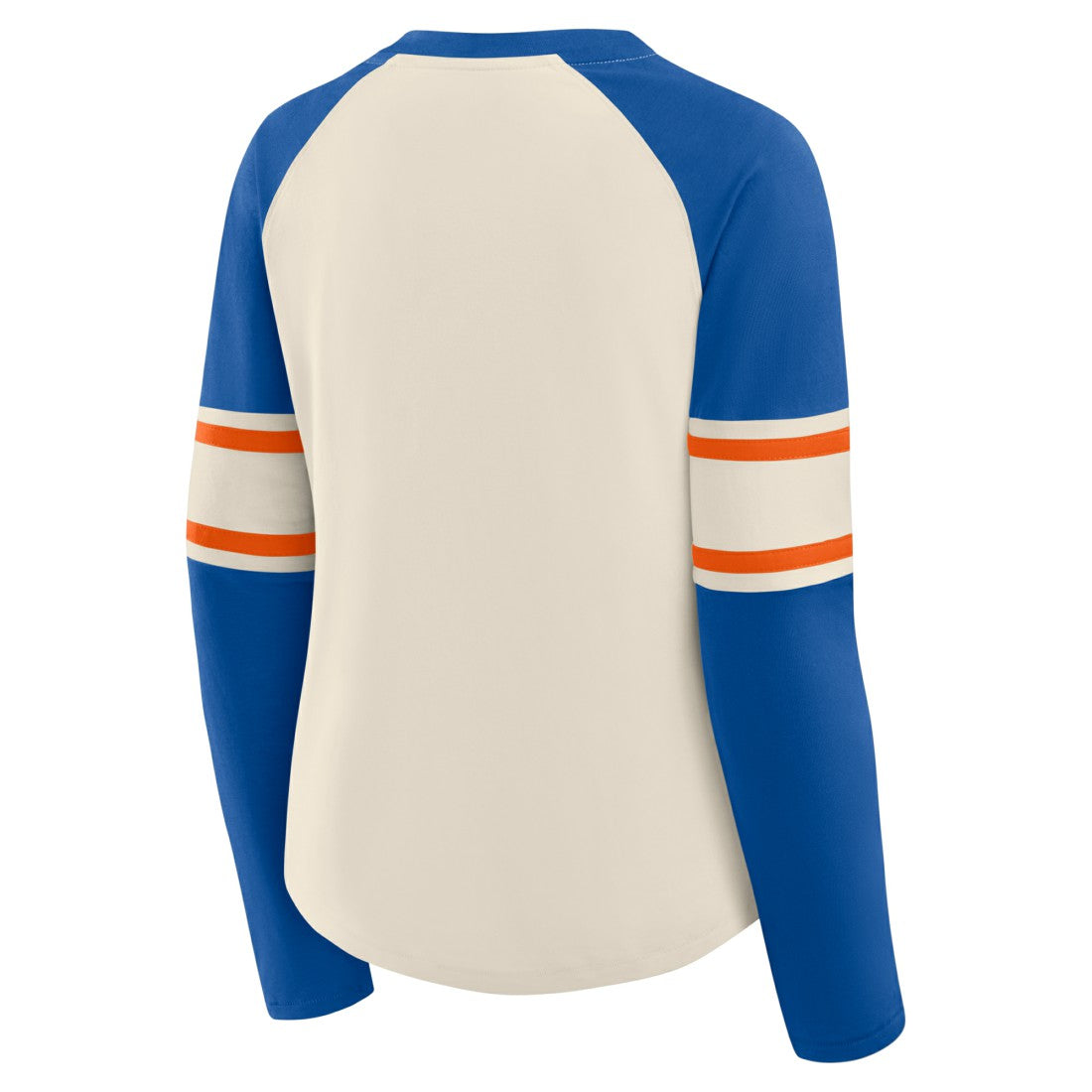 Denver Broncos Women's Hometown Gridiron Hero Raglan Lace-Up V-Neck Long Sleeve T-Shirt - Cream/Royal sale