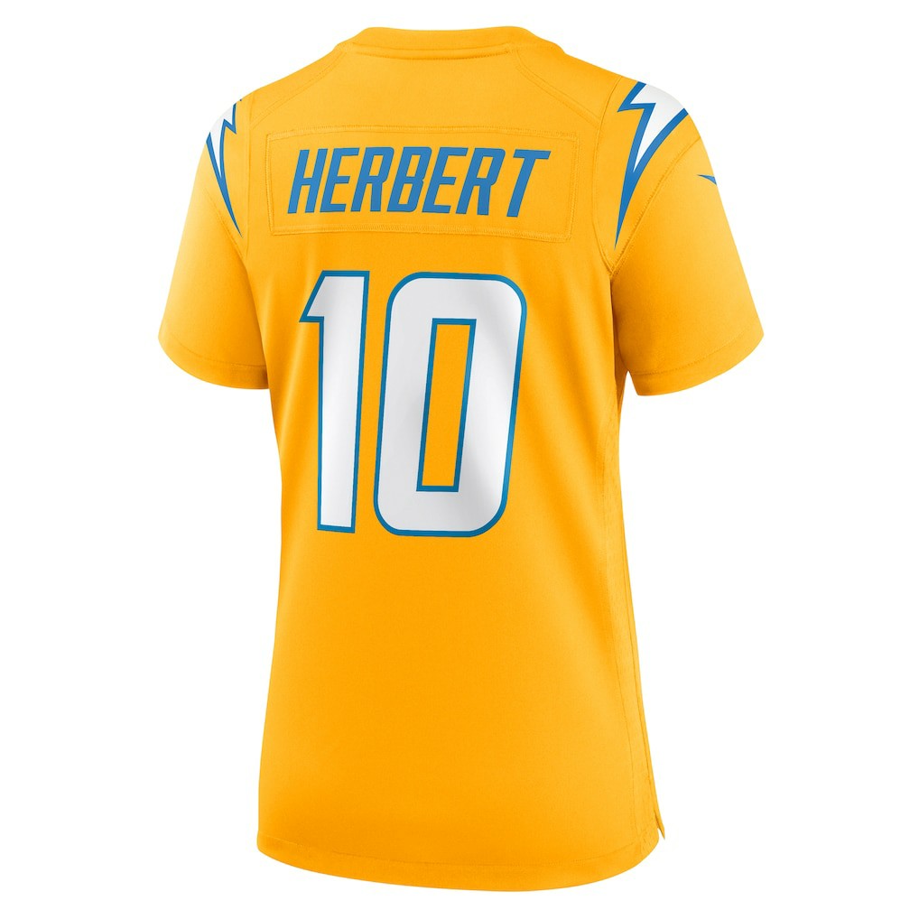 Justin Herbert Los Angeles Chargers Women's Alternate Charger Power Game Jersey - Gold | Nike on sale