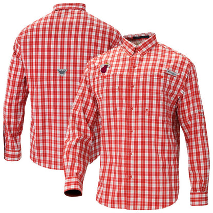 Miami Heat Super Tamiami Omni-Shade Long Sleeve Button-Down Shirt - Red | Columbia sale