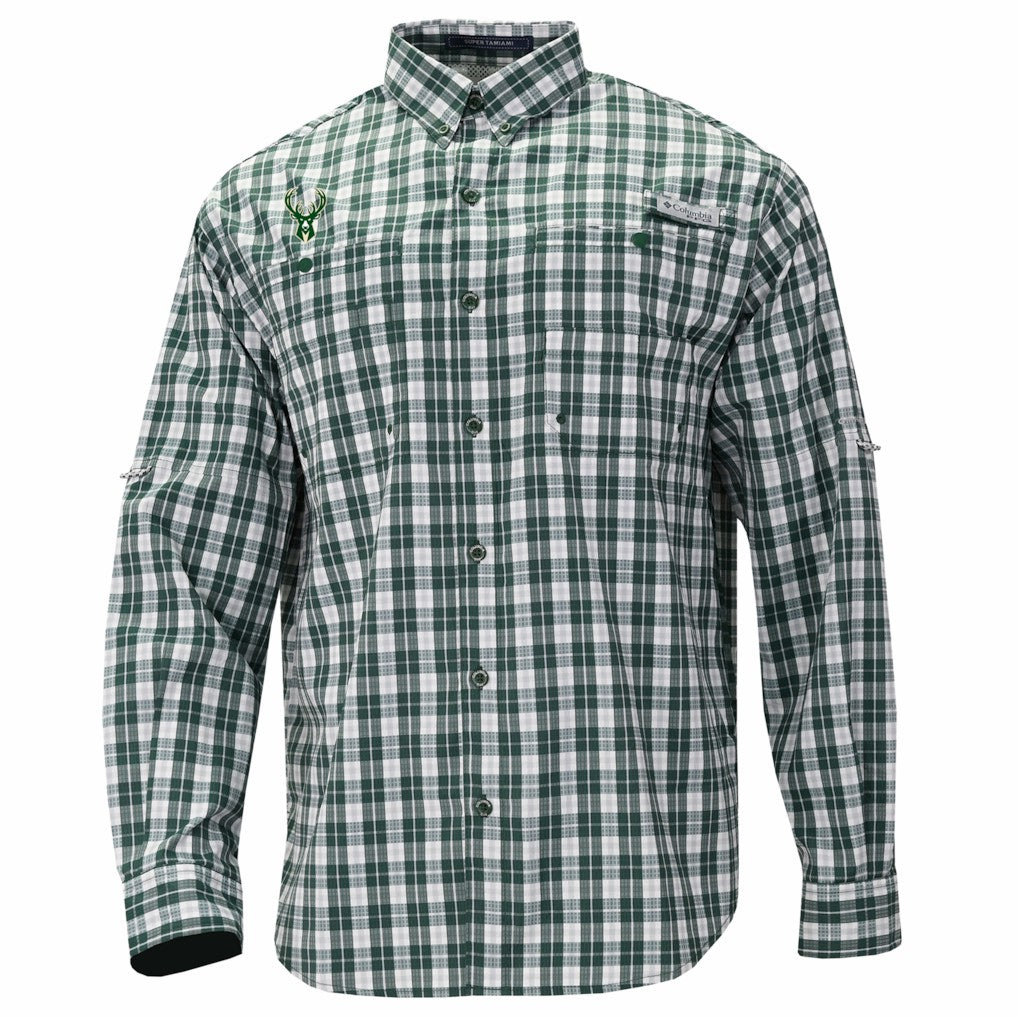 Milwaukee Bucks Super Tamiami Omni-Shade Long Sleeve Button-Down Shirt - Green | Columbia discount