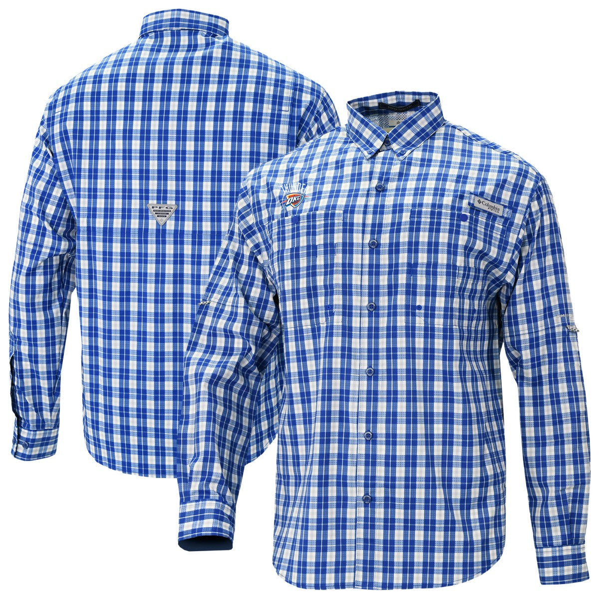 Oklahoma City Thunder Super Tamiami Omni-Shade Long Sleeve Button-Down Shirt - Blue | Columbia online