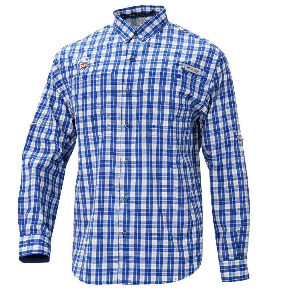Oklahoma City Thunder Super Tamiami Omni-Shade Long Sleeve Button-Down Shirt - Blue | Columbia online