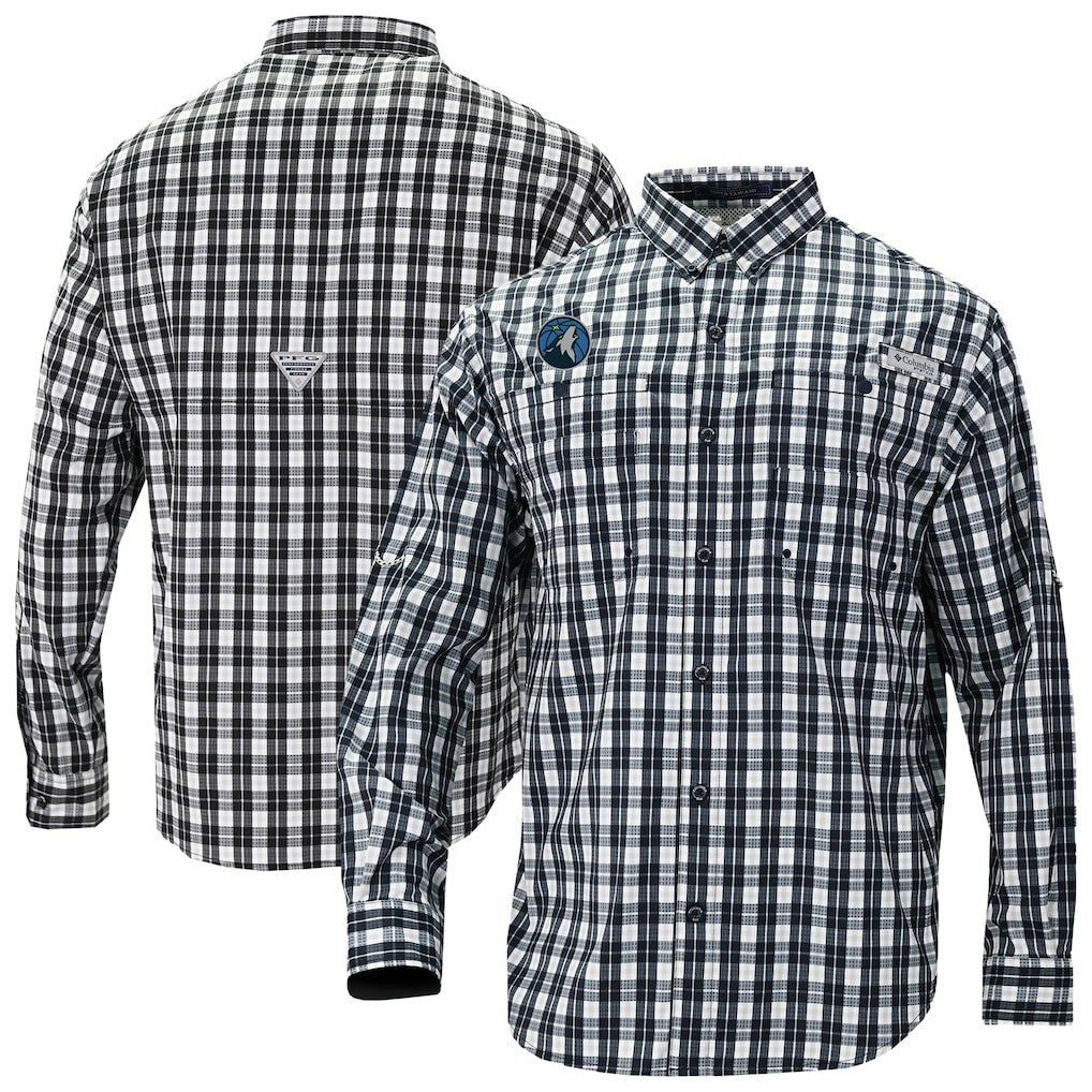 Minnesota Timberwolves Super Tamiami Omni-Shade Long Sleeve Button-Down Shirt - Navy | Columbia outlet