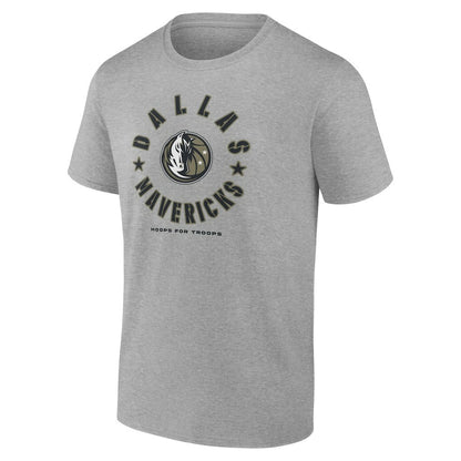 Dallas Mavericks Hoops for Troops T-Shirt sale - Heather Gray on sale