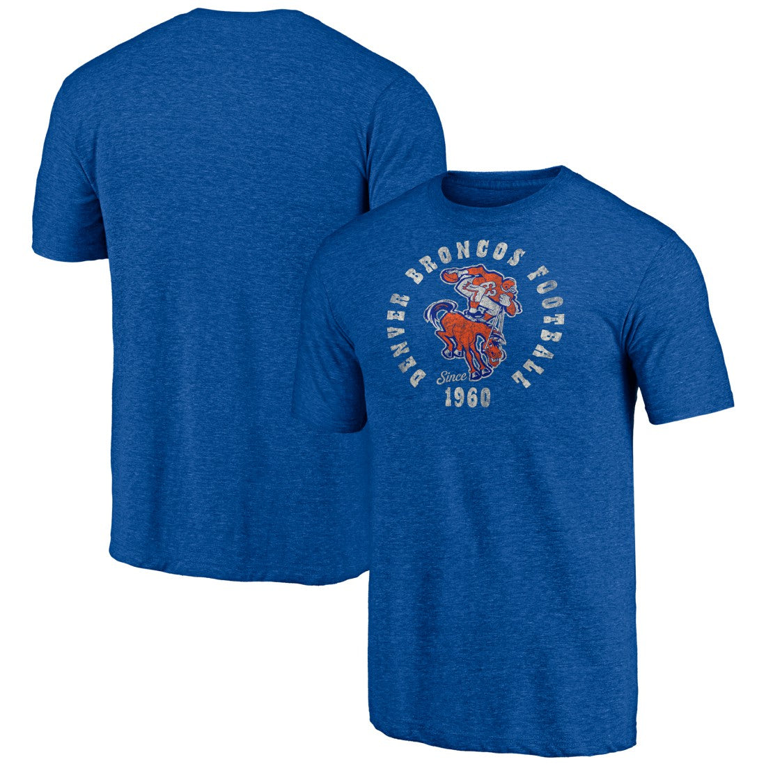 Denver Broncos Vintage Tri-Blend T-Shirt - Royal outlet