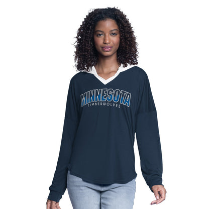 Minnesota Timberwolves G-III 4Her by Carl Banks Women's Bench Player Oversized Long Sleeve Hooded Top - Navy online