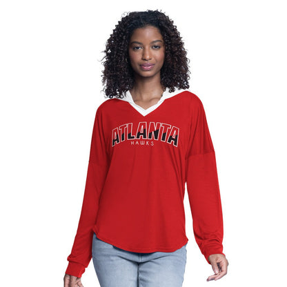 Atlanta Hawks G-III 4Her by Carl Banks Women's Bench Player Oversized Long Sleeve Hooded Top - Red sale