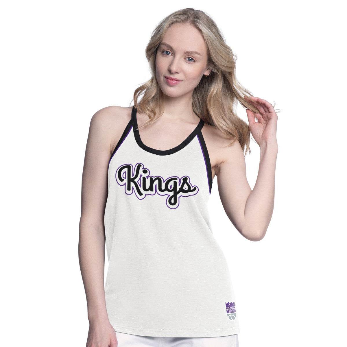 Sacramento Kings G-III 4Her by Carl Banks Women's Curveball Racerback Scoop Neck Slub Tank Top - White cheap