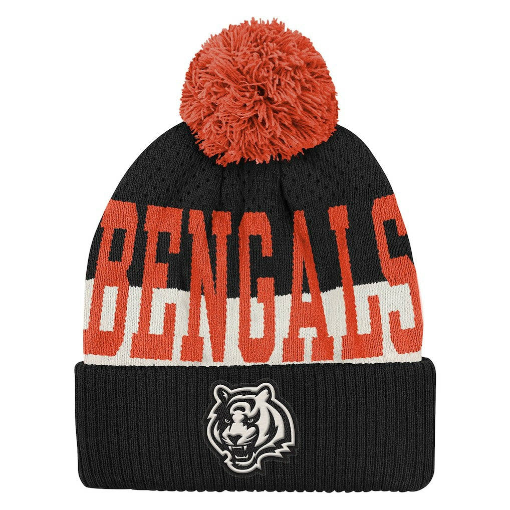 Cincinnati Bengals Outerstuff Youth Modern Fan Cuffed Knit Hat with Pom - Black discount