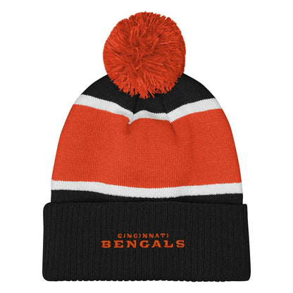 Cincinnati Bengals Outerstuff Girls Let's Play Cuffed Knit Hat with Pom - Black discount
