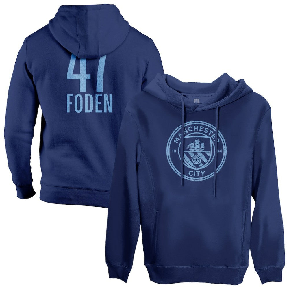 Phil Foden Manchester City 1863FC Player Fleece Pullover Hoodie - Navy shop