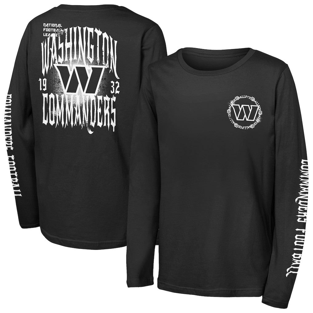 Washington Commanders Outerstuff Youth Rumble Long Sleeve T-Shirt - Black for sale