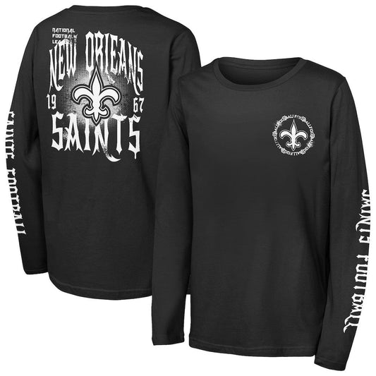 New Orleans Saints Outerstuff Youth Rumble Long Sleeve T-Shirt - Black discount
