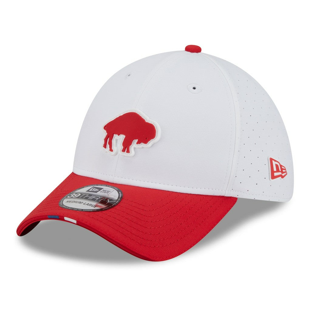 Buffalo Bills New Era 2025 NFL Training Camp Throwback Logo 39THIRTY Flex Hat - White/Red discount