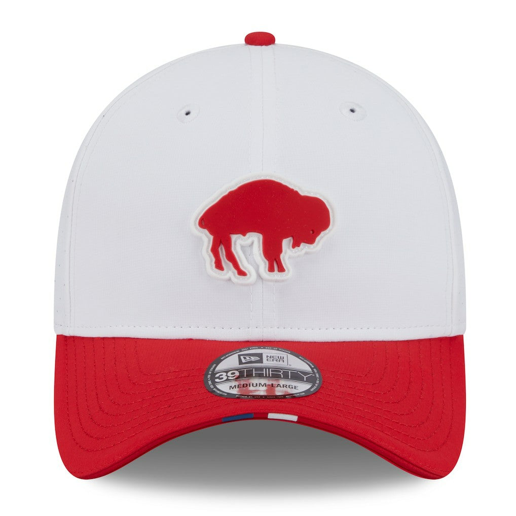 Buffalo Bills New Era 2025 NFL Training Camp Throwback Logo 39THIRTY Flex Hat - White/Red discount