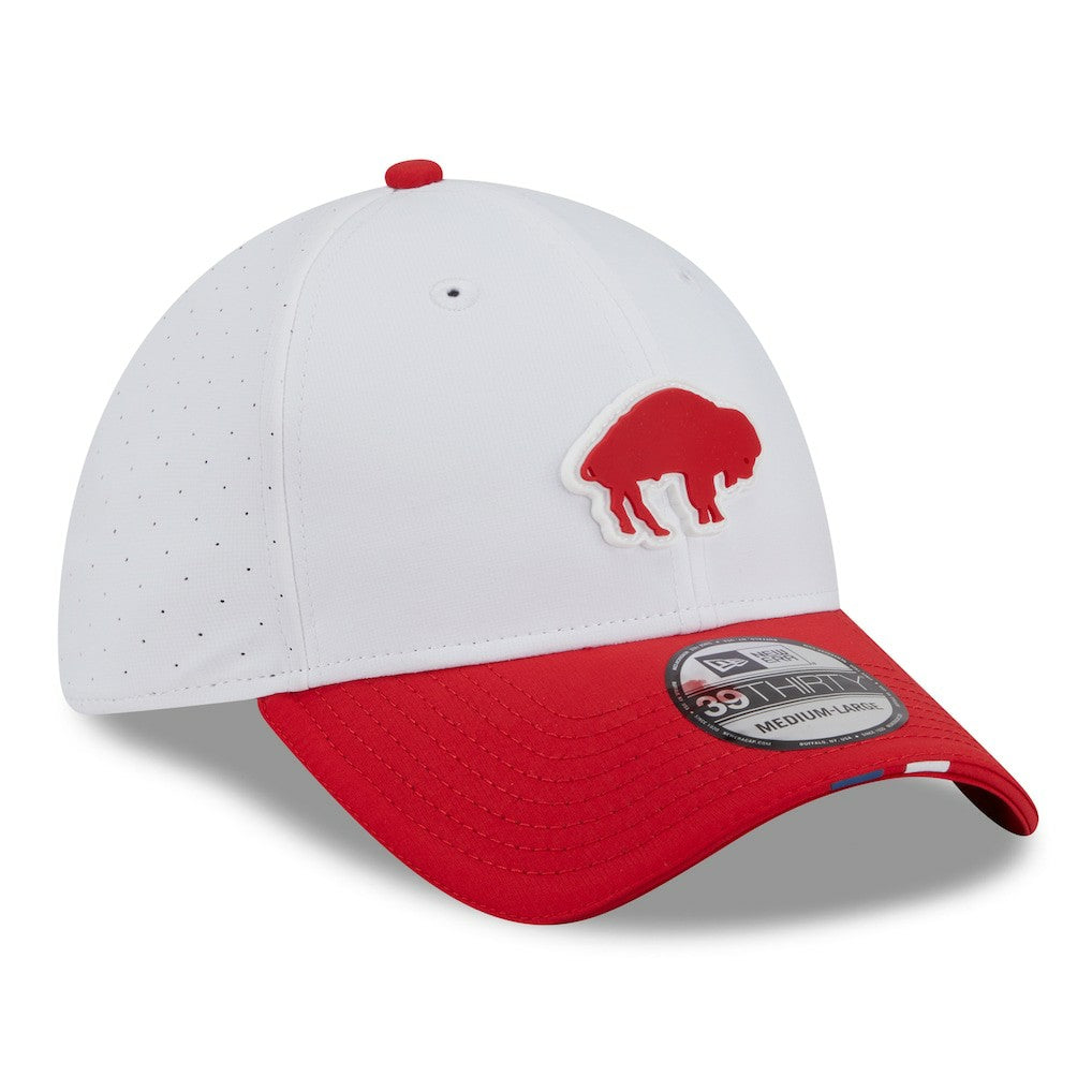 Buffalo Bills New Era 2025 NFL Training Camp Throwback Logo 39THIRTY Flex Hat - White/Red discount