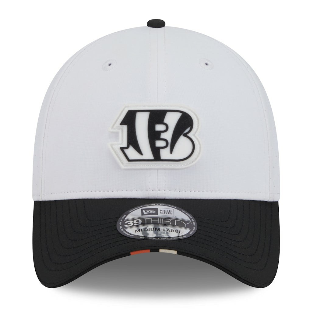 Cincinnati Bengals New Era 2025 NFL Training Camp 39THIRTY Flex Hat - White/Black for sale