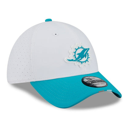 Miami Dolphins New Era 2025 NFL Training Camp 39THIRTY Flex Hat - White/Aqua cheap