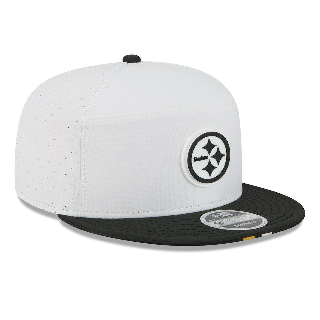 Pittsburgh Steelers New Era 2025 NFL Training Camp Split Panel 9FIFTY Snapback Hat - White/Black for sale