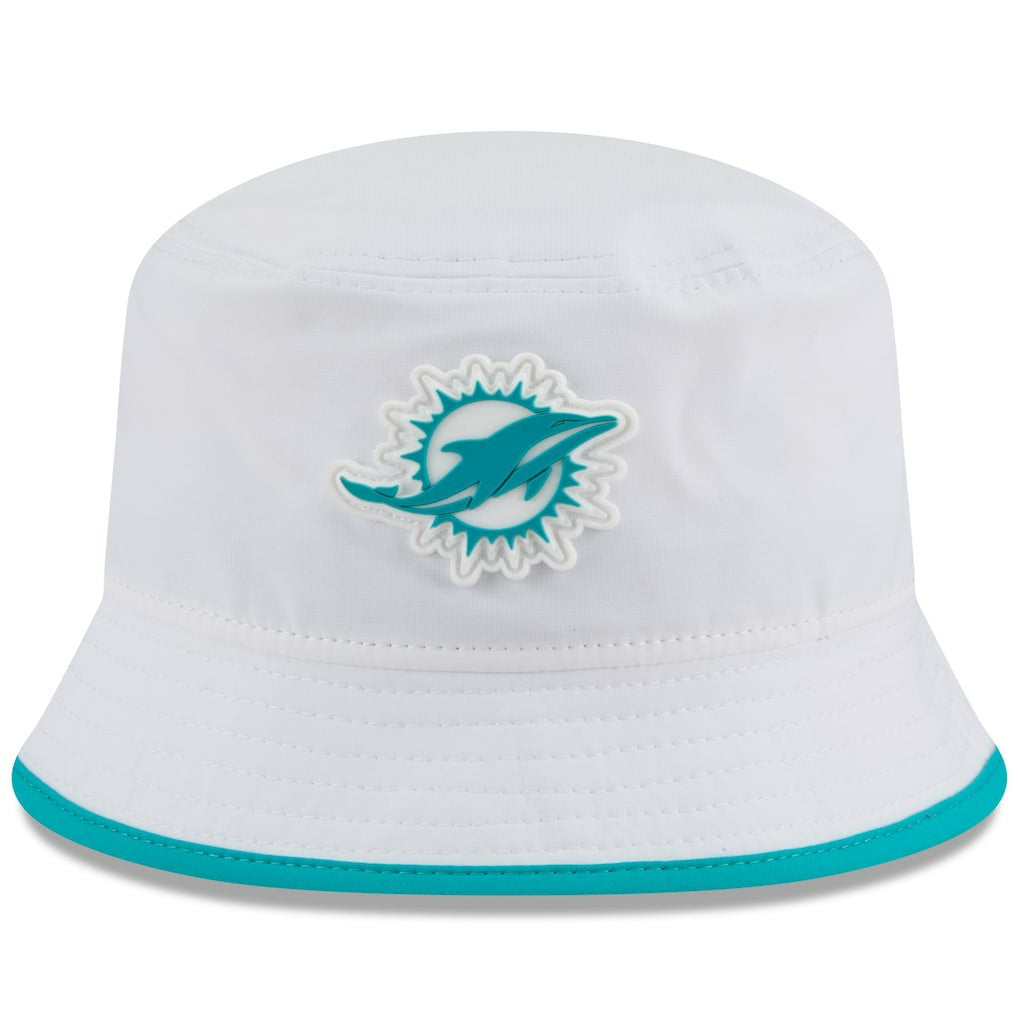 Miami Dolphins New Era 2025 NFL Training Camp Stretch Bucket Hat - White cheap