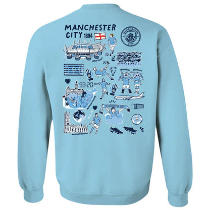 Manchester City Vive La Fete Women's Impressions Artwork Pullover Sweatshirt - Sky Blue shop