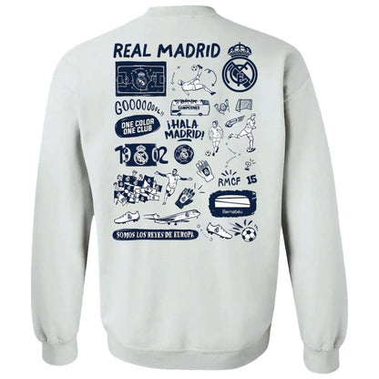 Real Madrid Vive La Fete Women's Impressions Artwork Pullover Sweatshirt - White on sale