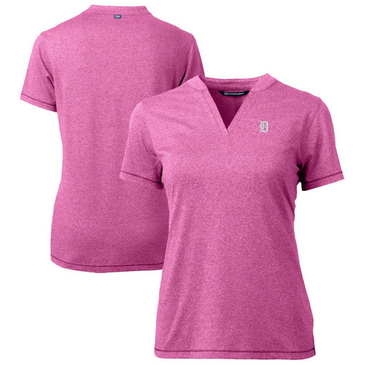Detroit Tigers Cutter & Buck Forge Heathered Stretch Blade Top - Light Pink
