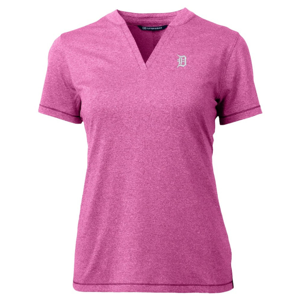 Detroit Tigers Cutter & Buck Forge Heathered Stretch Blade Top - Light Pink