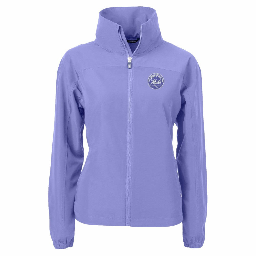 New York Mets Cutter & Buck Women's Charter Eco Recycled Full-Zip Jacket - Lavender