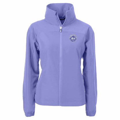 New York Mets Cutter & Buck Women's Charter Eco Recycled Full-Zip Jacket - Lavender