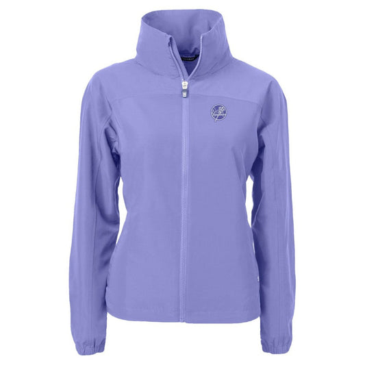 New York Yankees Cutter & Buck Women's Charter Eco Recycled Full-Zip Jacket - Lavender