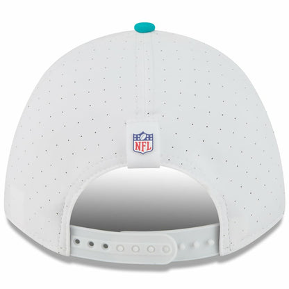 Miami Dolphins New Era Youth 2025 NFL Training Camp A-Frame 9FORTY Adjustable Hat - White/Aqua sale