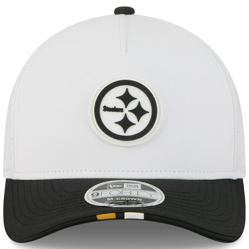 Pittsburgh Steelers New Era Youth 2025 NFL Training Camp A-Frame 9FORTY Adjustable Hat - White/Black outlet