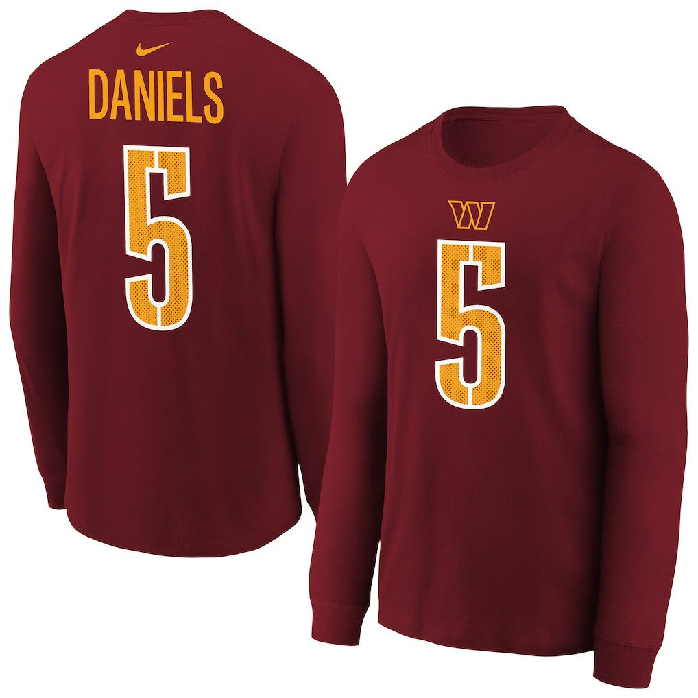 Jayden Daniels Washington Commanders Youth Player Name & Number Long Sleeve T-Shirt - Burgundy | Nike cheap