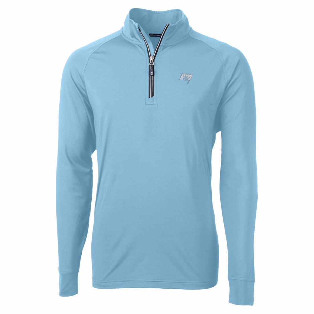 Tampa Bay Buccaneers Cutter & Buck Raglan Adapt Eco Knit Stretch Recycled Quarter-Zip Top - Powder Blue on sale
