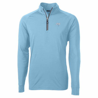 Tampa Bay Buccaneers Cutter & Buck Raglan Adapt Eco Knit Stretch Recycled Quarter-Zip Top - Powder Blue on sale