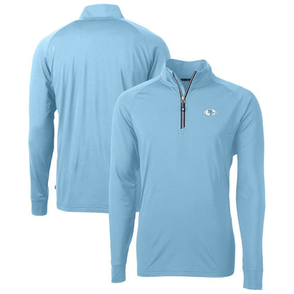 San Francisco 49ers Cutter & Buck Raglan Adapt Eco Knit Stretch Recycled Quarter-Zip Top - Powder Blue cheap