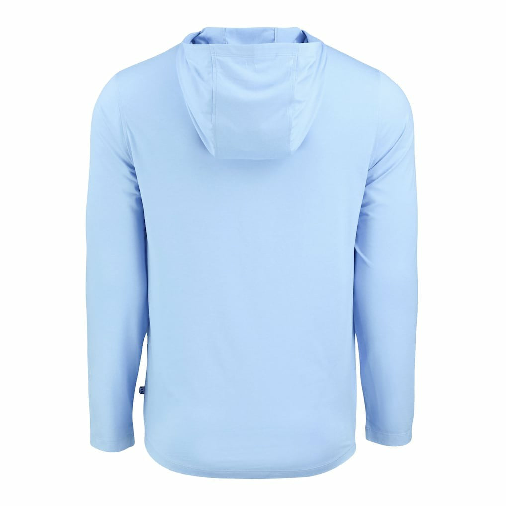 New England Patriots Men's Cutter & Buck Coastline Epic Comfort Eco Recycled Men's Hooded Shirt - Powder Blue sale