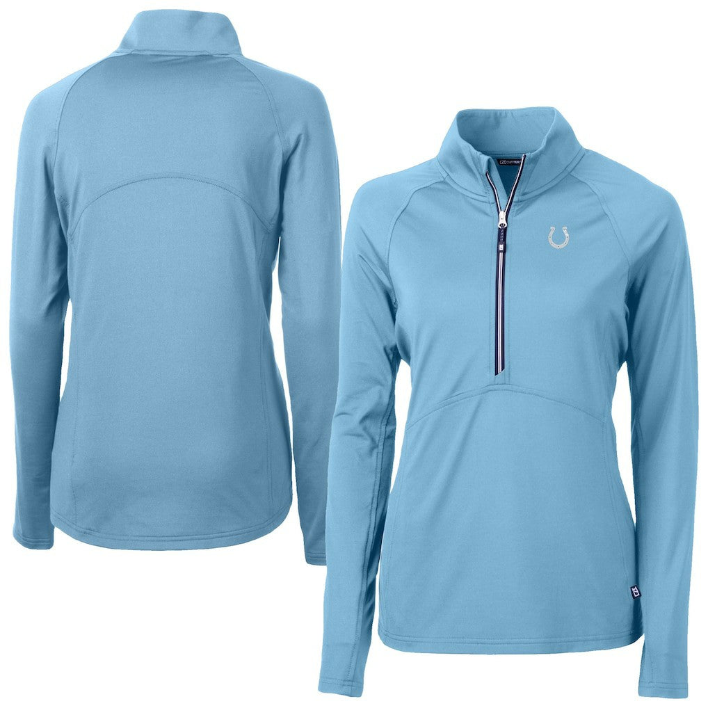 Indianapolis Colts Cutter & Buck Women's Adapt Eco Knit Stretch Recycled Half-Zip Top - Powder Blue for sale