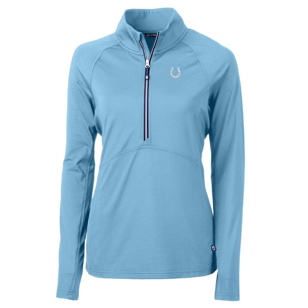 Indianapolis Colts Cutter & Buck Women's Adapt Eco Knit Stretch Recycled Half-Zip Top - Powder Blue for sale