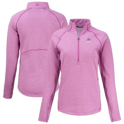 Green Bay Packers Cutter & Buck Women's Peshastin Eco Fleece Recycled Half-Zip Top - Pink for sale