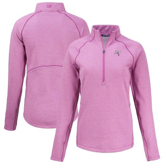 Tampa Bay Buccaneers Cutter & Buck Women's Peshastin Eco Fleece Recycled Half-Zip Top - Pink online