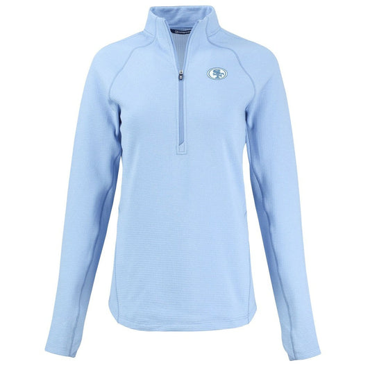 San Francisco 49ers Cutter & Buck Women's Peshastin Eco Fleece Recycled Half-Zip Top - Powder Blue outlet